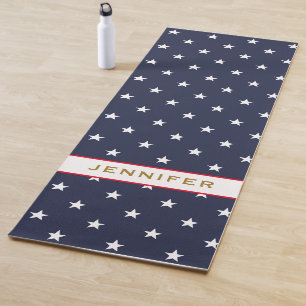 American Flag Red White Blue Patriotic Monogram Yoga Mat