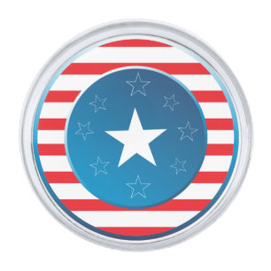 American Flag Red White Blue Silver Finish Lapel Pin