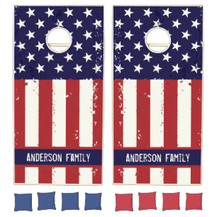 American Flag Red White Blue Stars Stripes Cornhol Cornhole Set