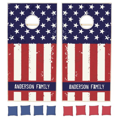 American Flag Red White Blue Stars Stripes Cornhol Cornhole Set