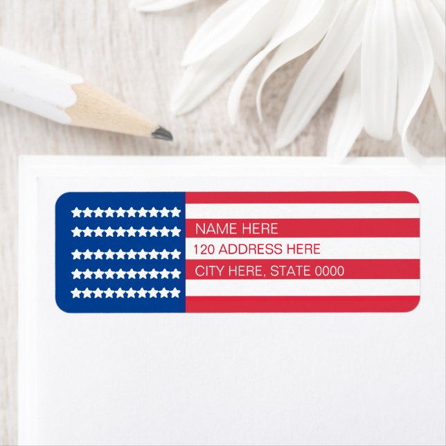 American Flag Red White Blue Stars Stripes Label (Insitu)