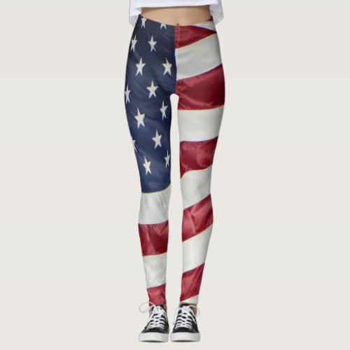American flag red white  blue  stars  stripes leggings