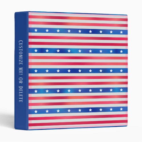 American Flag Red White Blue Stars Stripes USA 3 Ring Binder