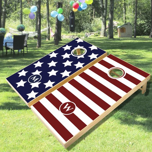 American Flag Red White Blue Stripe Flag  Cornhole Set