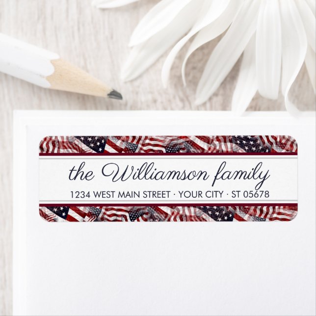 American Flag Red White Blue Stripe Return Address Label (Insitu)