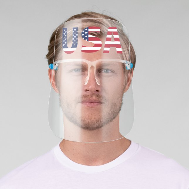 American Flag Red White Blue Stripes Stars Face Shield (Insitu)