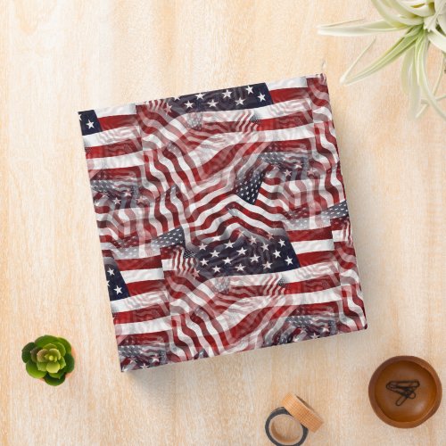 American Flag Red White Blue Stripes Stars Pattern 3 Ring Binder