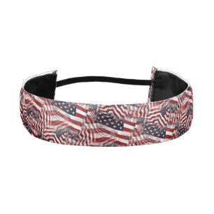 American Flag Red White Blue Stripes Stars Pattern Athletic Headband