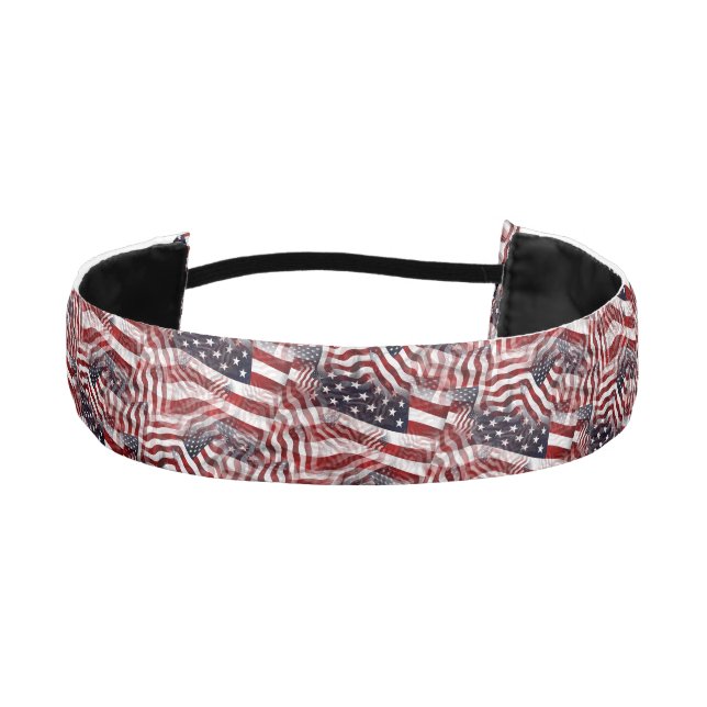 American Flag Red White Blue Stripes Stars Pattern Athletic Headband (Front)