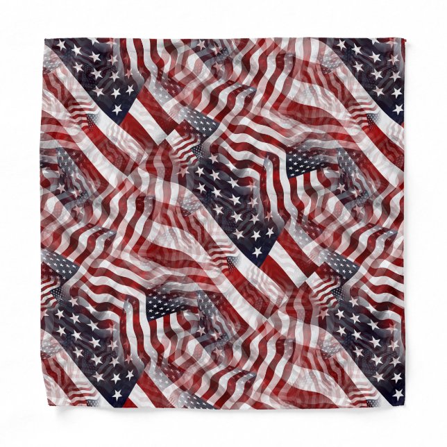 American Flag Red White Blue Stripes Stars Pattern Bandana (Front)