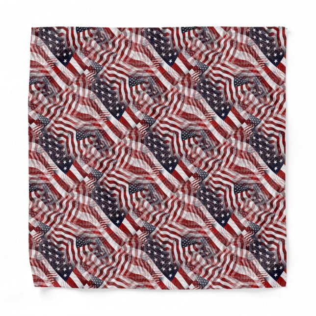 American Flag Red White Blue Stripes Stars Pattern Bandana (Front)