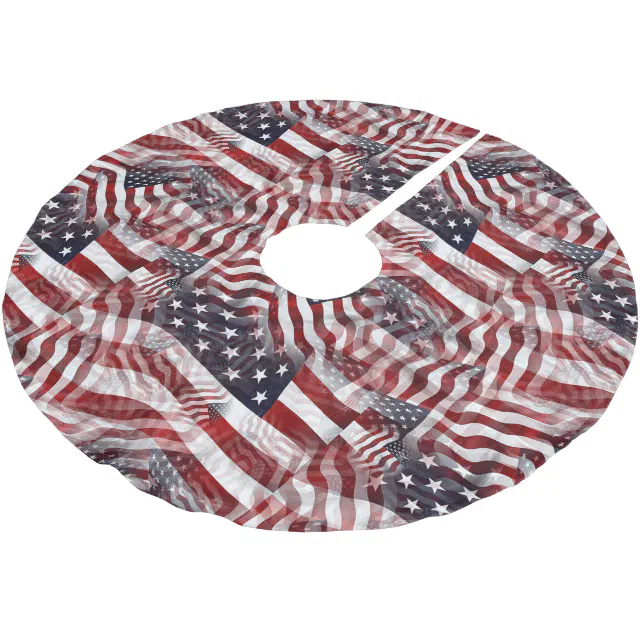 American Flag Red White Blue Stripes Stars Pattern Brushed Polyester Tree Skirt Zazzle 