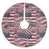 American Flag Red White Blue Stripes Stars Pattern Brushed Polyester Tree Skirt (Front)