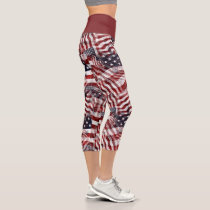 American Flag Red White Blue Stripes Stars Pattern Capri Leggings American Flag Red White Blue Stripes Stars Pattern Capri Leggings