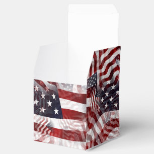 American Flag Red White Blue Stripes Stars Pattern Favor Boxes