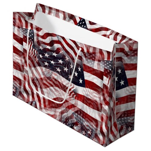 American Flag Red White Blue Stripes Stars Pattern Large Gift Bag