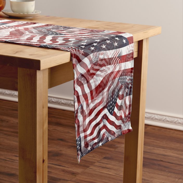 red white blue table runner