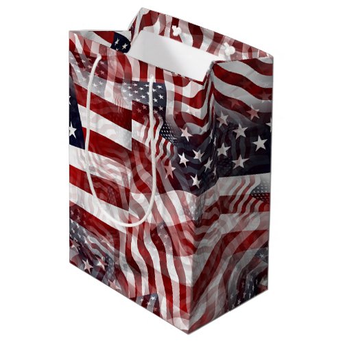 American Flag Red White Blue Stripes Stars Pattern Medium Gift Bag