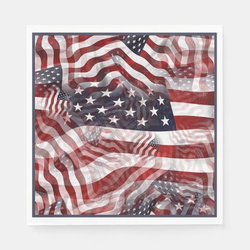 American Flag Red White Blue Stripes Stars Pattern Napkins