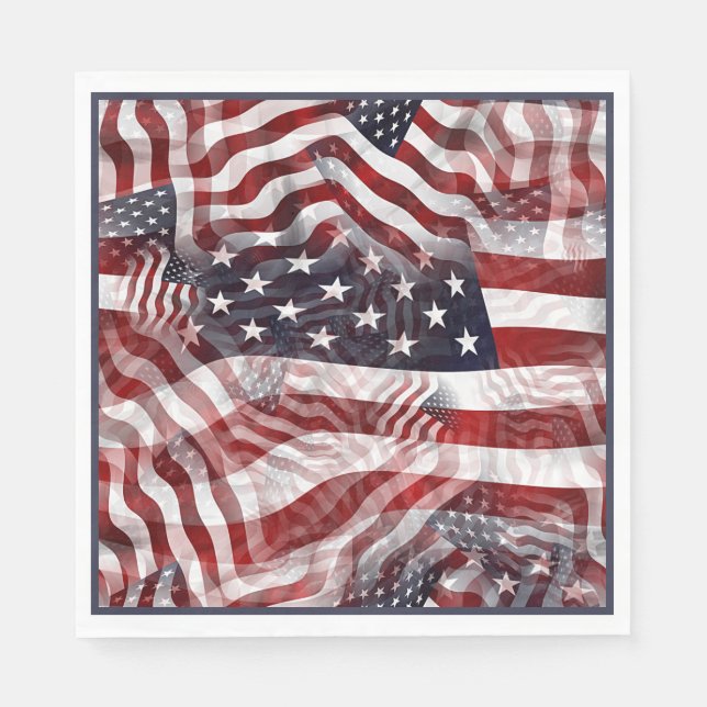 American Flag Red White Blue Stripes Stars Pattern Napkins (Front)