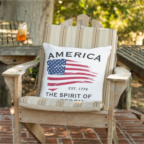 American Flag Red White Blue Stripes Stars Pattern Outdoor Pillow