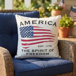 American Flag Red White Blue Stripes Stars Pattern Outdoor Pillow