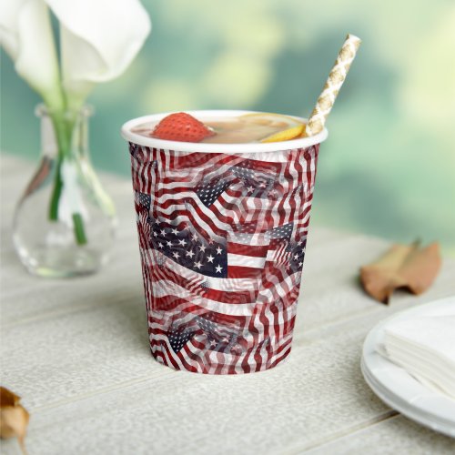 American Flag Red White Blue Stripes Stars Pattern Paper Cups