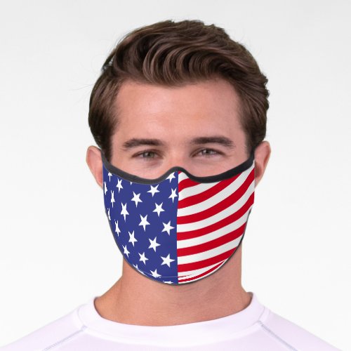 American Flag Red White Blue Stripes Stars Pattern Premium Face Mask