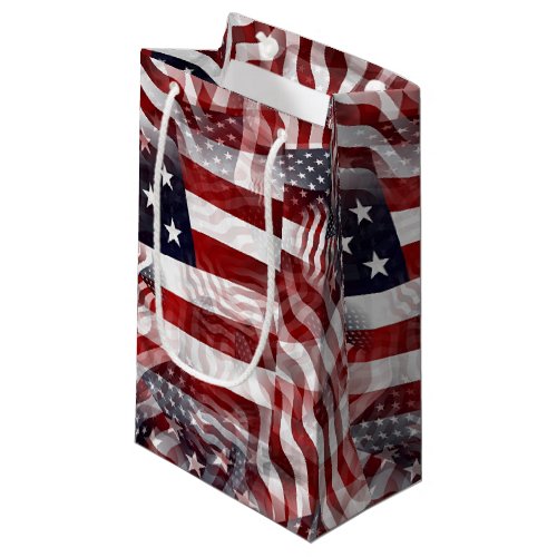 American Flag Red White Blue Stripes Stars Pattern Small Gift Bag