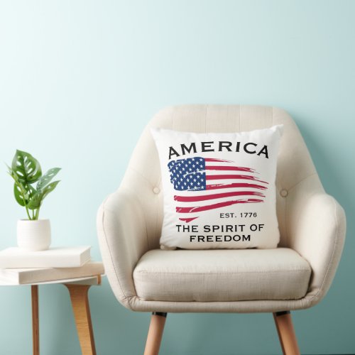 American Flag Red White Blue Stripes Stars Pattern Throw Pillow