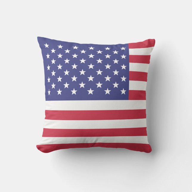 American Flag Red White Blue USA Patriotic Outdoor Pillow (Front)