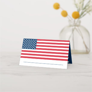 American Flag Red White Blue USA Wedding Place Card