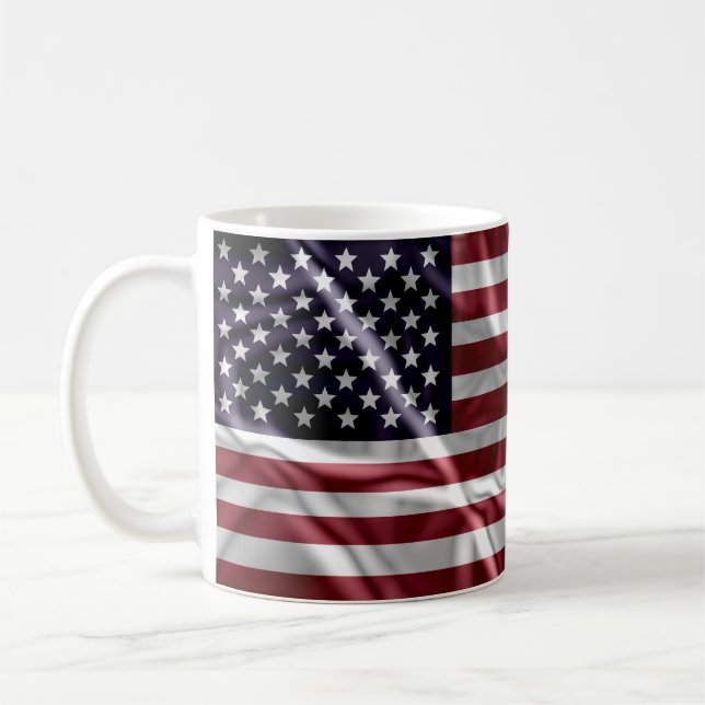 American Flag Red, White Stripes and Starry Blue Coffee Mug (Left)