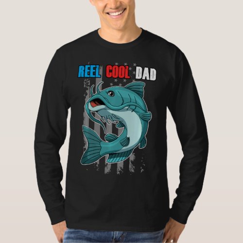 American Flag Reel Cool Dad Tee Daddy Fathers Day