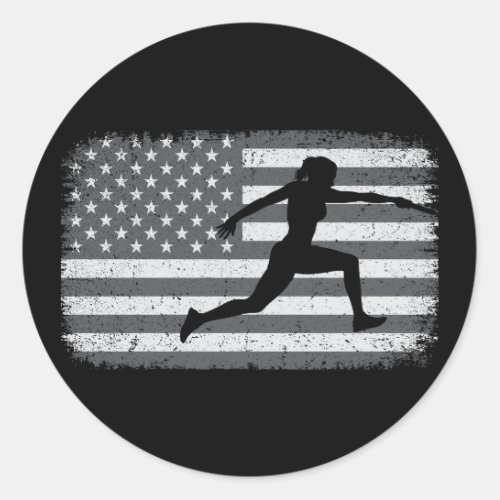 American Flag Relay Race Run Athlete Running Classic Round Sticker