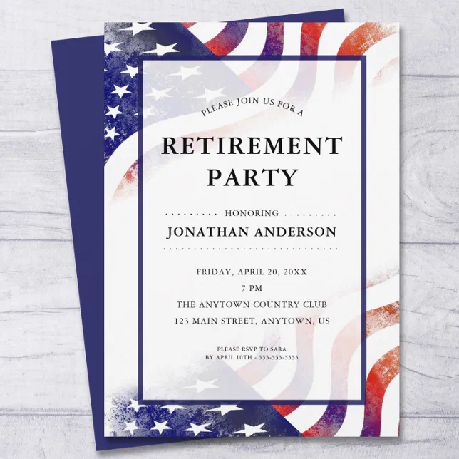 American Flag Retirement Party Invitation | Zazzle