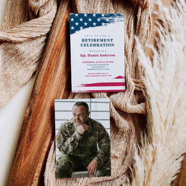 American Flag Retirement Party Invitation Military (Creator Uploaded)