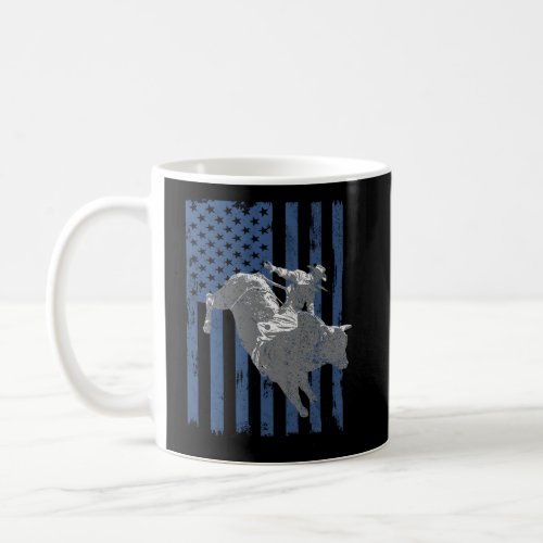American Flag Retro Bull Riding Gift Bull Rider Coffee Mug