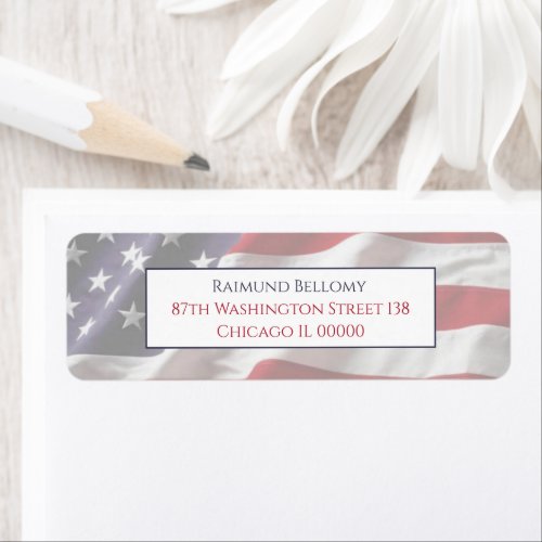 American Flag Return Address Label