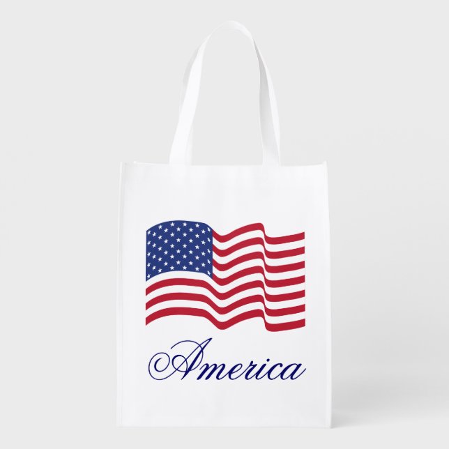 American Flag Reusable Grocery Bag (Back)