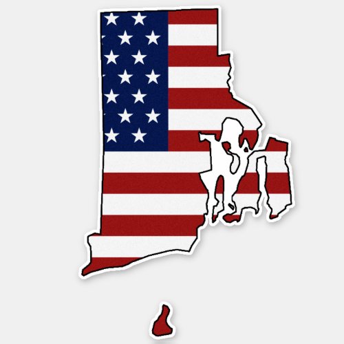 American Flag Rhode Island Sticker
