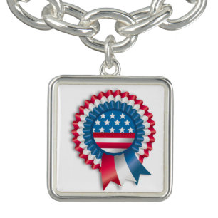 AMERICAN FLAG RIBBON BOW BRACELET