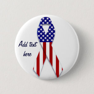 American flag ribbon of love & care_ pinback button