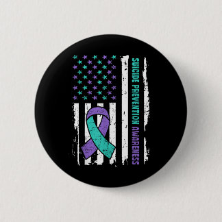 American Flag Ribbon Suicide Awareness Mental Heal Button