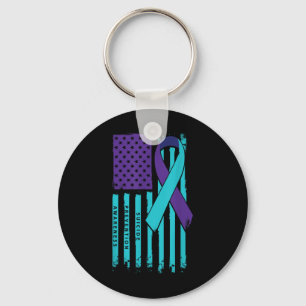 American Flag Ribbon Suicide Awareness Mental Heal Keychain