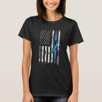 American Flag Ribbon Suicide Prevention Awareness  T-Shirt
