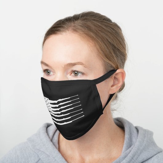American Flag Rifle II Black Cotton Face Mask (Angled)