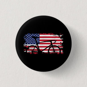 American Flag Road Biking Cycling Apparel - Bicycl Button