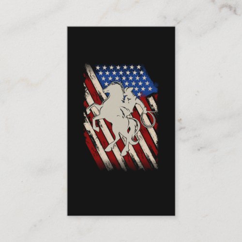 American Flag Rodeo Cowboy Western Horse Riding Business Card