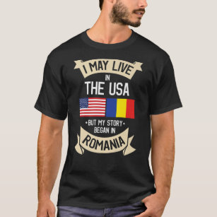 American Flag Romania Romanian Roots T-Shirt